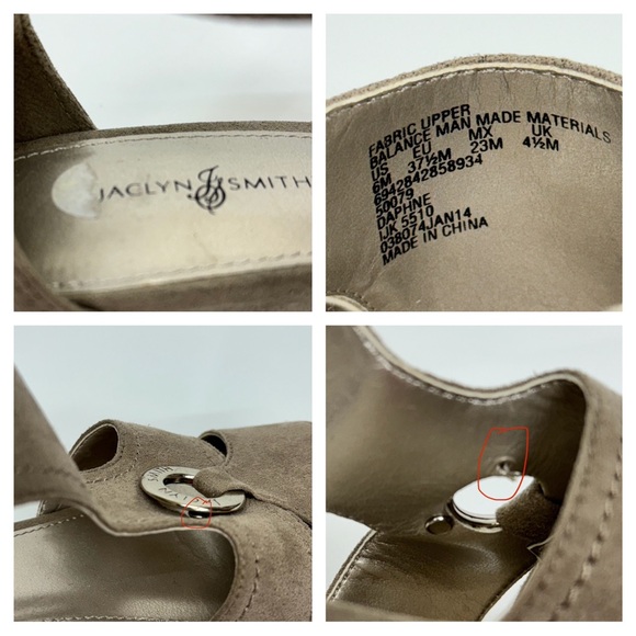 Jaclyn Smith Daphne Khaki Gray Faux Suede Strappy Wedge Heel Sandals Size 6 - Picture 14 of 15